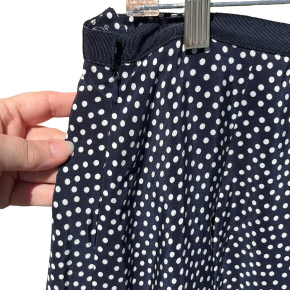 Pendleton Womens Navy Blue White Polka Dot Silk Skirt Lined Pleated t Sz 14 - Picture 2 of 8